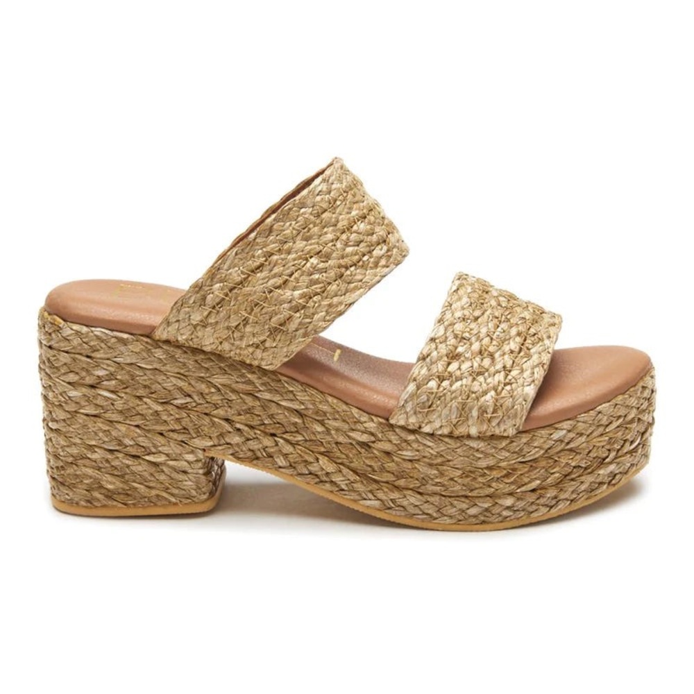 Beach by Matisse “Ocean Avenue” neutral/cognac woven raffia platform sandal